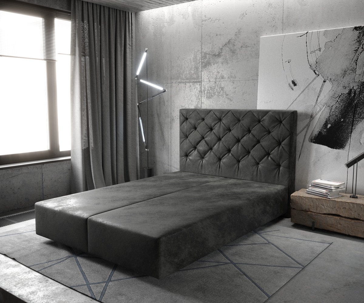 Boxspring-frame Dream-Great microvezel antraciet vintage 140x200