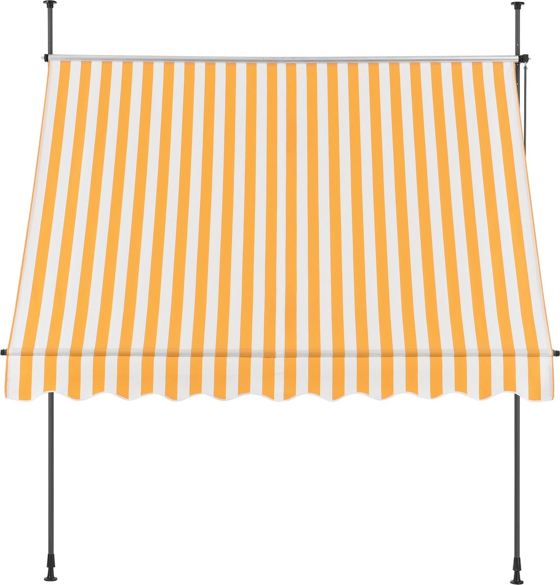 Bol.com Klemluifel Margrit - Luifel Uitschuifbaar - Geel en Wit - 300x120 cm - Staal en Stof - Waterafstotend - UV Bescherming aanbieding