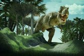 Fotobehang Realistische Dinosaurus In Het Groen - Vliesbehang - 450 x 300 cm