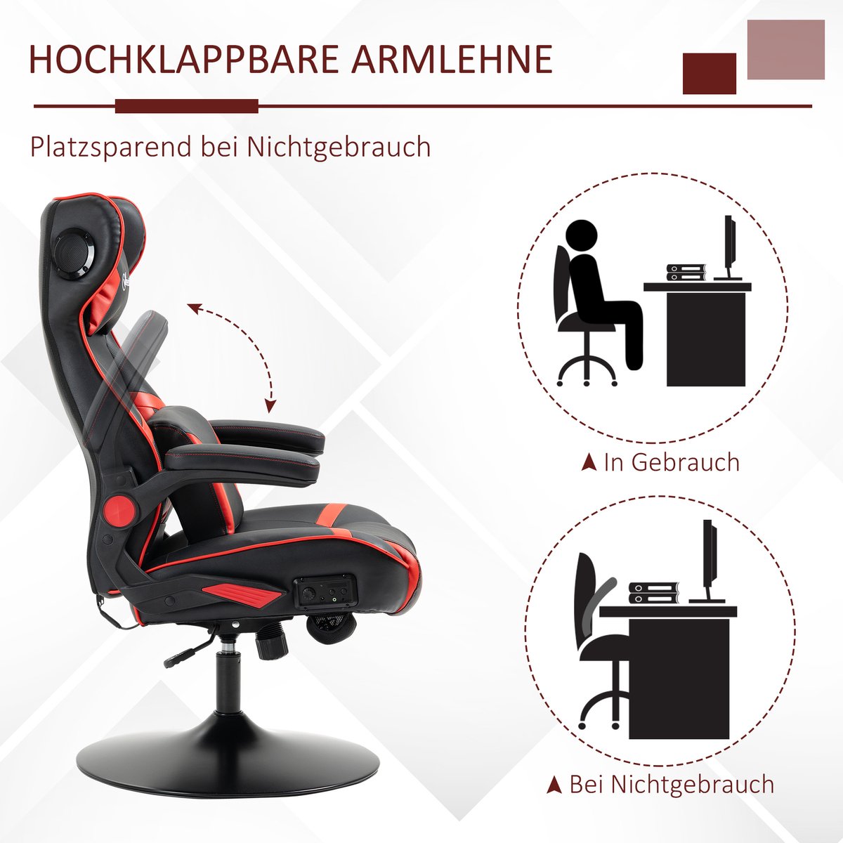 Vinsetto Gamingsessel mit Lautsprecher 921-576 - afbeelding 3