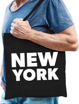 Katoenen USA/wereldstad tasje New York zwart - 10 liter -  steden cadeautas