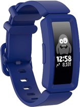 Siliconen Smartwatch bandje - Geschikt voor Fitbit Ace 2 siliconen bandje - voor kids - donkerblauw - Strap-it Horlogeband / Polsband / Armband