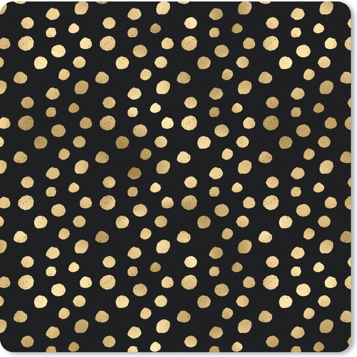 Muismat 30x30 cm - Mousepad Goud - Stippen - Patroon - Zwart - Muismatten