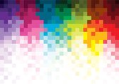 Fotobehang - Vlies Behang - Abstracte Regenboog Pixels - 208 x 146 cm