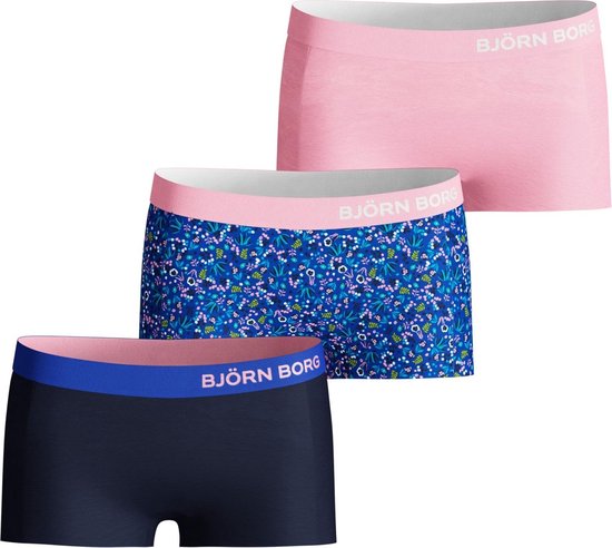 Bjorn Borg - Meisjes - 3-Pack Tiny Flower Minishorts - Blauw - 146