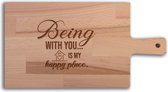 Serveerplank Liefde Being With you - Bekijk ze allemaal - Hapjesplank - Borrelplank hout - Kaasplank - Verjaardag - Jubilea - Housewarming - Cadeau voor vrouw - Cadeau voor man - Keuken - 36x19cm - WoodWideGifts