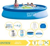 Intex Easy Set Zwembad - Opblaaszwembad - 396x84 cm - Inclusief Afdekzeil, Onderhoudspakket, Filter, Grondzeil, Onderhoudsset, Trap en Voetenbad