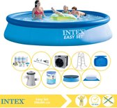 Intex Easy Set Zwembad - Opblaaszwembad - 396x84 cm - Inclusief Afdekzeil, Onderhoudspakket, Filter, Grondzeil, Stofzuiger, Trap, Voetenbad en Warmtepomp CP