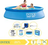 Intex Easy Set Zwembad - Opblaaszwembad - 244x61 cm - Inclusief Afdekzeil, Onderhoudspakket, Zwembadpomp, Filter, Stofzuiger, Zwembadtegels en Warmtepomp HS
