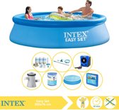 Intex Easy Set Zwembad - Opblaaszwembad - 305x76 cm - Inclusief Solarzeil, Onderhoudspakket, Filter, Onderhoudsset, Zwembadtegels en Warmtepomp HS