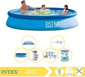 Intex Easy Set Zwembad - Opblaaszwembad - 366x76 cm - Inclusief Afdekzeil, Onderhoudspakket, Zwembadpomp, Filter, Grondzeil en Onderhoudsset
