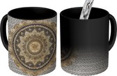 Magische Mok - Foto op Warmte Mokken - Koffiemok - Mandala - Bloem - Goud - Luxe - Bohemian - Magic Mok - Beker - 350 ML - Theemok