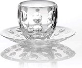 Tasse et soucoupe expresso de Luxe VALENTINO - Verre à Liqueur avec soucoupe - Glas / Acryl - Transparent - Set de 2 - allume-feu
