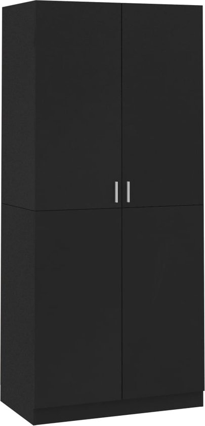 vidaXL - Kledingkast - 90x52x200 - cm - bewerkt - hout - zwart