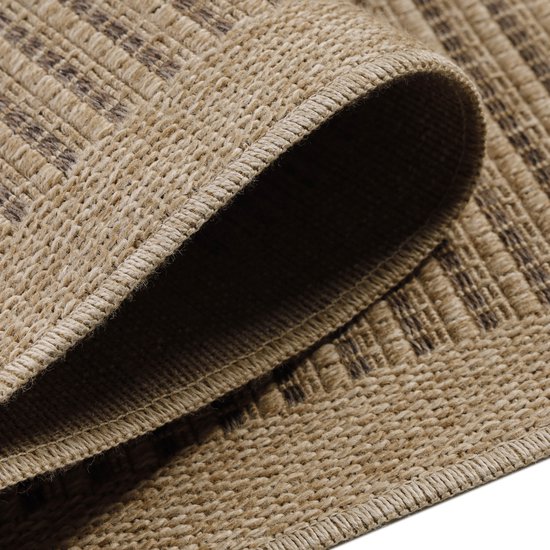 Natur Rug Bali Tapis Extérieur Sisal Poils Ras Intérieur et Plein air Beige Zwart - 160x230 CM
