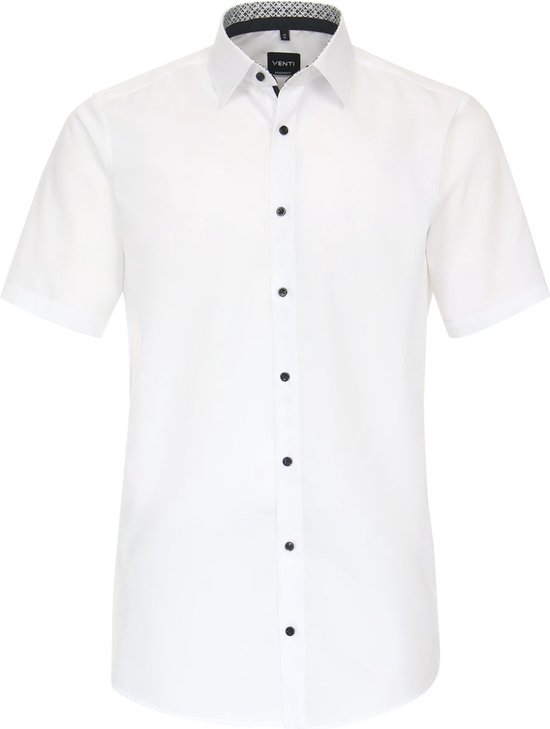 Wit Overhemd Korte Mouw Strijkvrij Modern Fit Venti - XXL