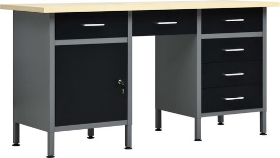 vidaXL - Werkbank - 160x60x85 - cm - staal - zwart