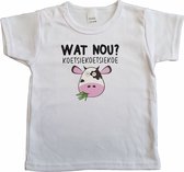 Wit baby t-shirt met "Wat nou koetsiekoetsiekoe?" - maat 92 - babyshower, zwanger, cadeautje, kraamcadeau, grappig, geschenk, baby, tekst