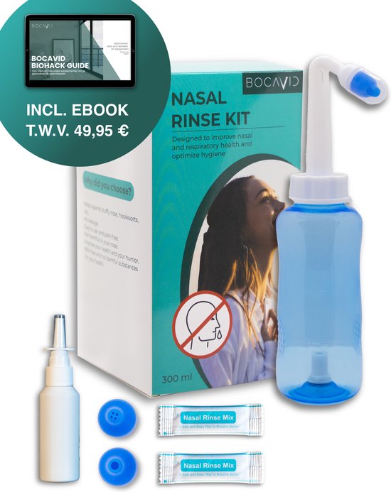 BocaVid Pro® Douche Nasale - Spray Nasal - 50x Sel de Rinçage Nasal - Douche  Nasale