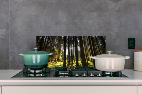 Spatscherm keuken 60x30 cm - Kookplaat achterwand Boom - Natuur - Zon - Bos - Muurbeschermer - Spatwand fornuis - Hoogwaardig aluminium