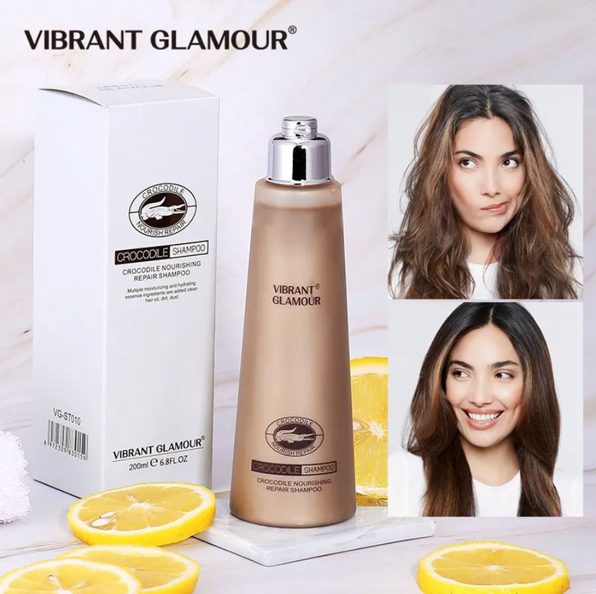 VIBRANT GLAMOUR - Crocodile shampoo - Essentiële Olie - Hoge Kwaliteit - Vitaminen E - Gevoelige Hoofdhuid - Verjongende revitaliserende shampoo - 200ml