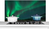 Spatscherm keuken 120x60 cm - Kookplaat achterwand Noorderlicht - Natuur - IJsland - Muurbeschermer - Spatwand fornuis - Hoogwaardig aluminium