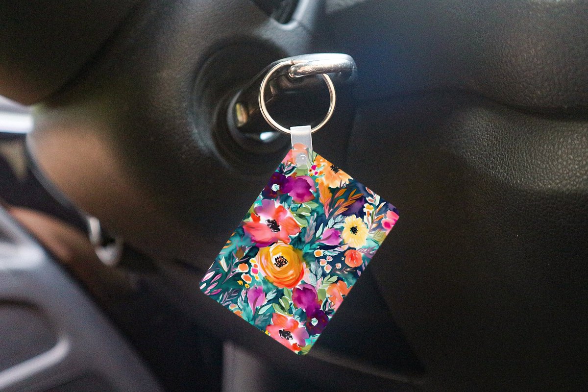 Sleutelhanger - Bloemen - Olieverf - Kunst - Natuur - Uitdeelcadeautjes - Plastic