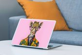 Laptop sticker - 10.1 inch - Dieren - Giraffe - Bril - Bloemen - 25x18cm - Laptopstickers - Laptop skin - Cover