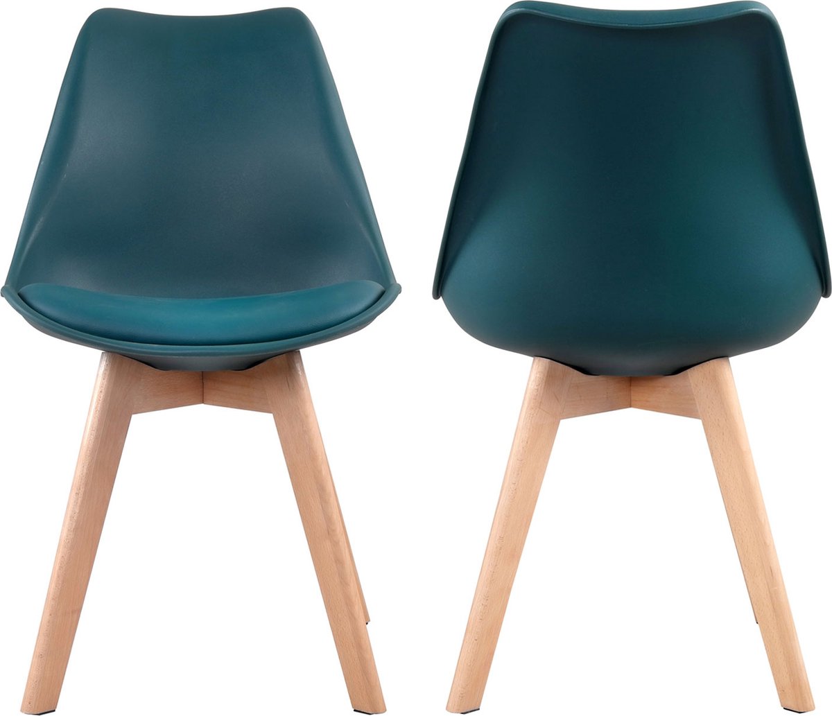 Set van 2 blauwe NORA Scandinavische stoelen met kussen