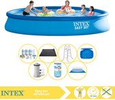 Intex Easy Set Zwembad - Opblaaszwembad - 457x84 cm - Inclusief Onderhoudspakket, Filter, Grondzeil, Solar Mat, Trap en Voetenbad