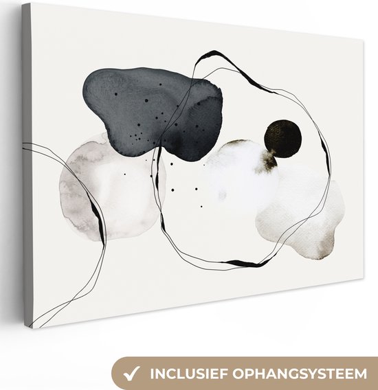 Canvas - Muurdecoratie - Foto op canvas - 150x100 cm - Slaapkamer - Abstract - Verf - Kunst - Zwart wit - Wanddecoratie - Canvas schilderij - Schilderijen - Woonkamer - Canvasdoek