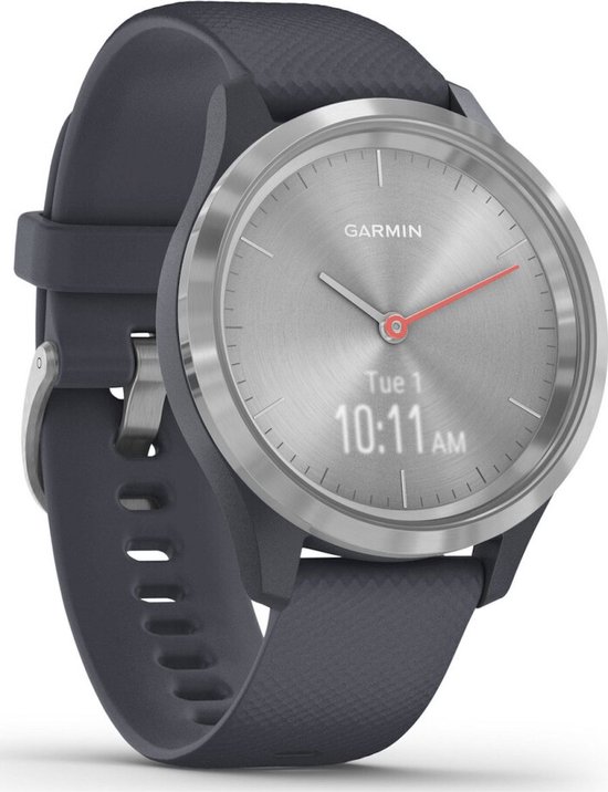 Garmin Vivomove 3S - Hybride Smartwatch - Echte wijzers - Verborgen touchscreen - GPS - 39mm - 5 dagen batterij - Silver/Blue