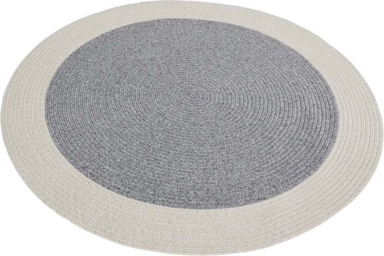 Tapis d'extérieur rond bord - Trenzado gris/crème 150 cm rond