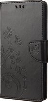 Mobigear Telefoonhoesje geschikt voor Xiaomi Redmi Note 12 Pro Plus Hoesje | Mobigear Flowers Bookcase Portemonnee | Pasjeshouder voor 3 Pasjes | Telefoonhoesje voor Pinpas / OV Kaart / Rijbewijs - Zwart