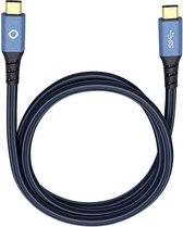Oehlbach USB Plus CC USB 3.2 Gen 1 (USB 3.0) [1x USB-C stekker - 1x USB-C stekker] 1.00 m Blauw Vergulde steekcontacten