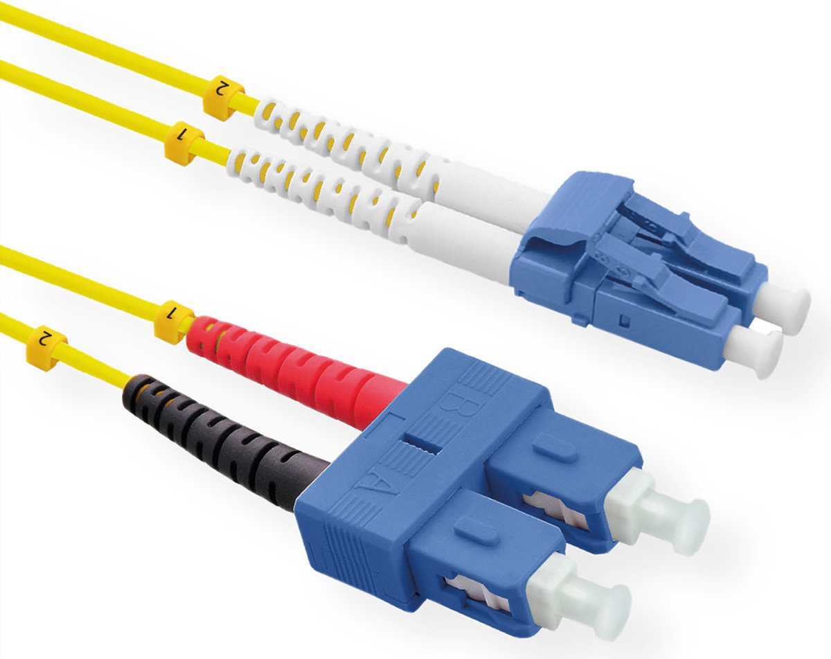 ROLINE glasvezelkabel duplex, single mode 9/125µm OS2, LC/SC, geel, 0,5 m