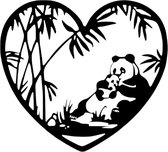 Djemzy - muurdecoratie woonkamer - wanddecoratie - hout - zwart - dieren - Panda in hart - Valentijnscadeau - liefde - love - 6 mm mdf