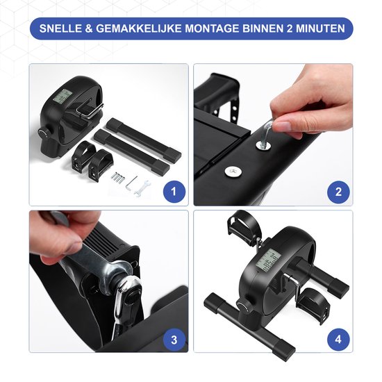 Duerté Stoelfiets Bewegingstrainer - Bureau Fiets Trainer - Deskbike Fitness - Home Gym Mobiliteitstrainer en Beentrainer - met LCD monitor voor afvallen en Antislipmat