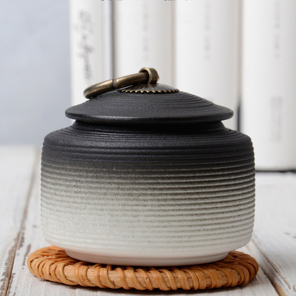 Premium Begrafenis Urn 330ML - Urn - Mini Crematie Urn - As Urn - Voor Huisdieren, Honden, Katten of Menselijk As - Crematie As - Mini Urn - Zwart met Wit
