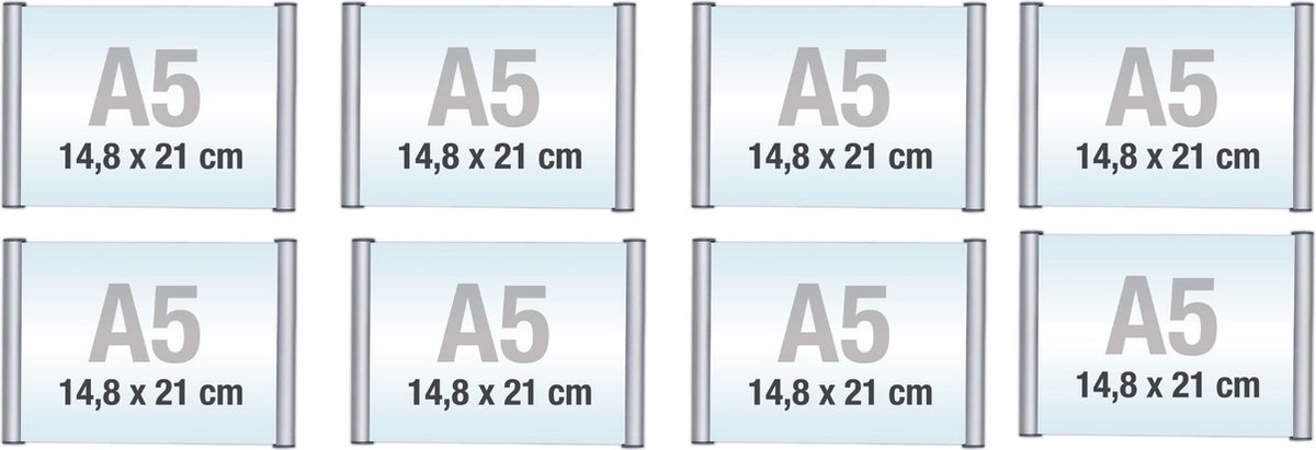 8 pack A5/Bewegwijzeringsborden met Klikprofiel /formaat 14,8x21cm/wegwijs bordjes/aluminium deurbordjes/naambordje kantoor/route bordje/aanwijs bordje/zelfklevend/verwijs bord/ informatie bord.