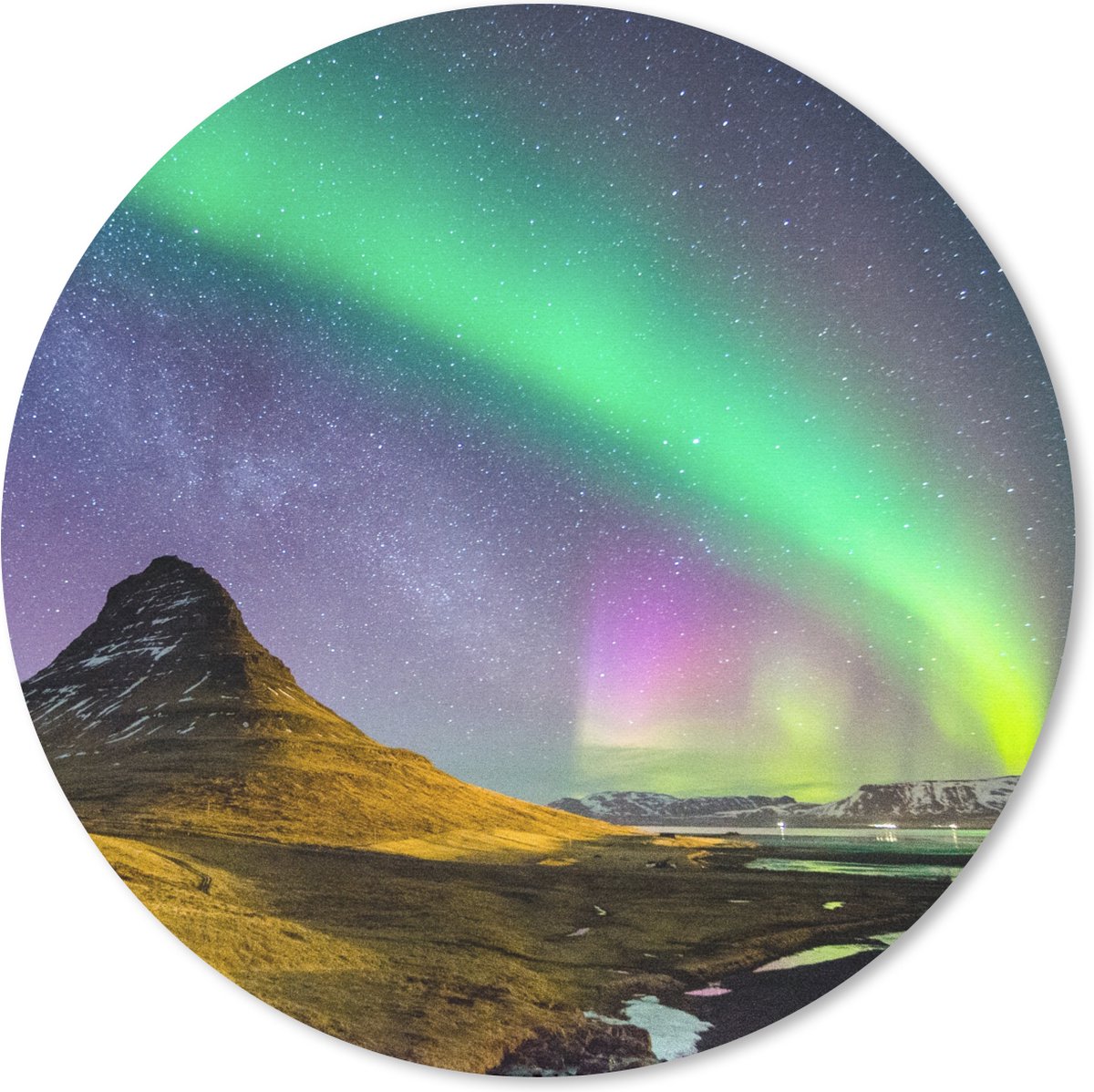 Muismat rond 40x40 cm - Mousepad Aurora - Noorderlicht - Nacht - Ronde muismatten