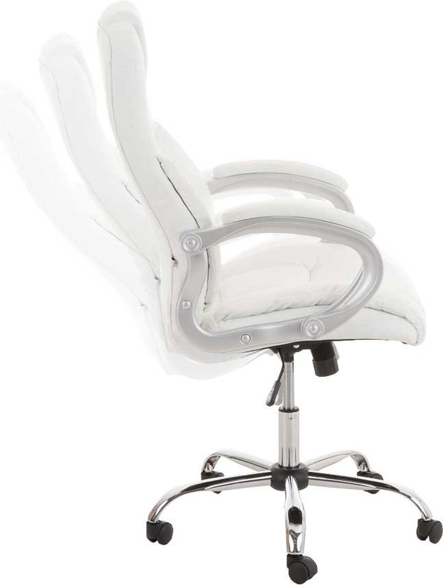 Bureaustoel Deluxe Vita - Wit - Op wielen - Kunstleer - Ergonomische bureaustoel - Voor volwassenen - In hoogte verstelbaar 47-56cm