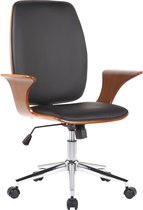 Chaise de bureau design gonzalo - Zwart - Bois marron - cuir artificiel - réglable en hauteur - 42x44x101cm - cadeau fête des mères