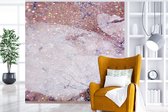 Behang - Fotobehang Marmer - Roze - Glitter - Breedte 240 cm x hoogte 240 cm