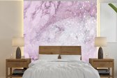 Behang - Fotobehang Marmer - Glitter - Roze - Breedte 220 cm x hoogte 220 cm