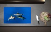 Inductieplaat Beschermer - Groep Dolfijnen Zwemmend door de Grote Oceaan - 80x52 cm - 2 mm Dik - Inductie Beschermer van Vinyl