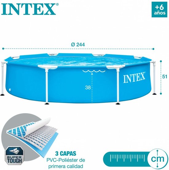 Intex 28106NP Easy Set Zwembad, 244cm x 61cm Rond Blauw