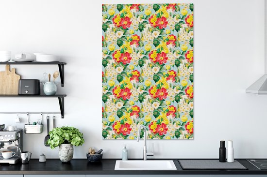 Tableau sur toile Fleurs - Pastel - Couleurs - 90x140 cm - Décoration murale