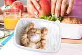 Broodtrommel Wit - Lunchbox - Brooddoos - Kat - Rood - Huisdieren - Kitten - 18x12x6 cm - Volwassenen