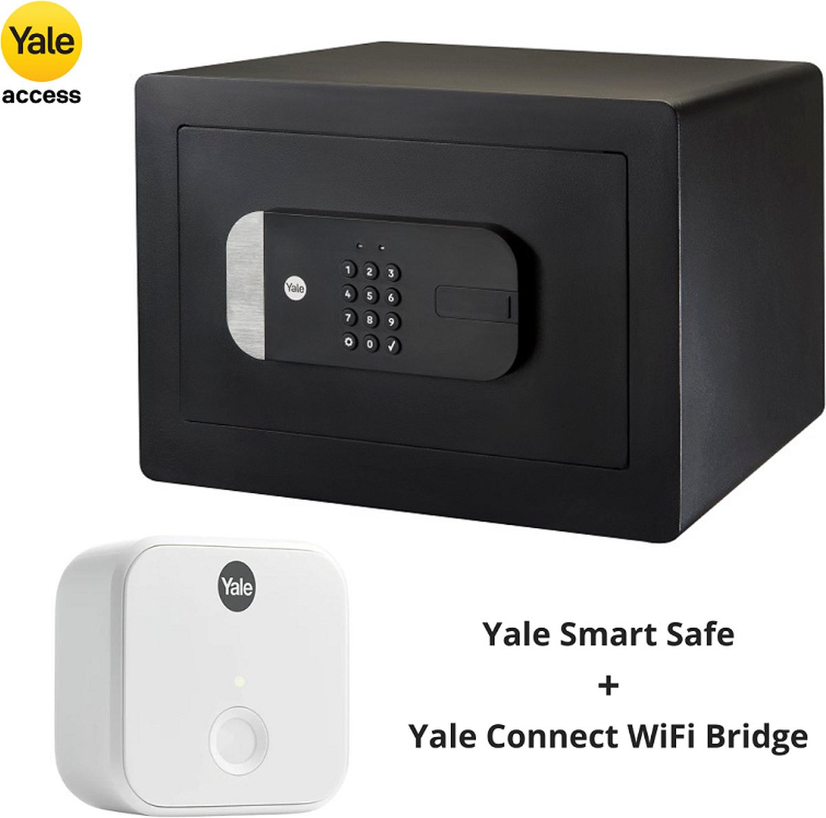 Yale Kluis - Smart Safe - Cijferslot - Kluis met Connect Wi-Fi bridge - Slimme Kluis - 250 x 350 x 300 mm – Zwart/Wit